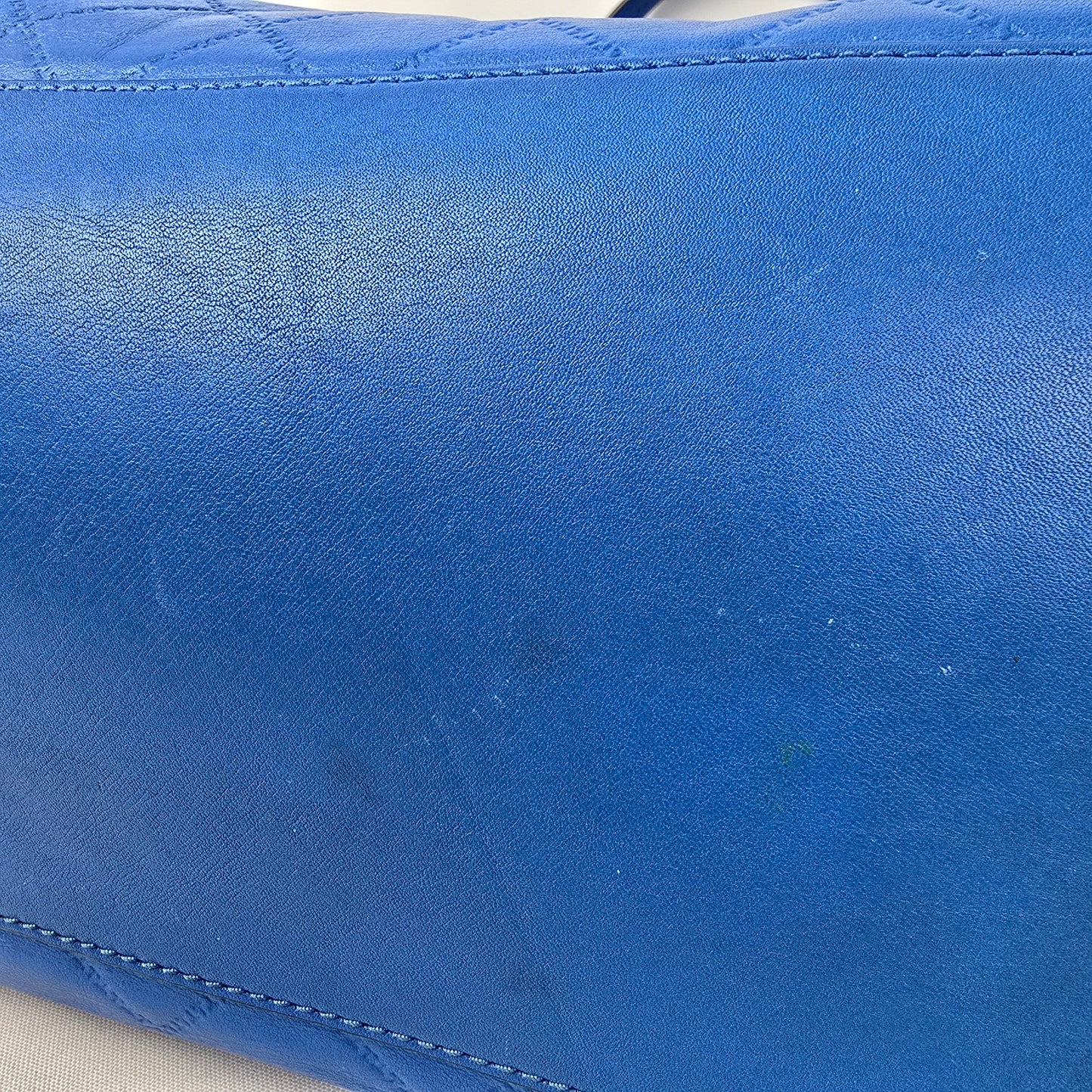 Tory Burch Blue Leather Georgia Slouchy Quilted Tote Purse