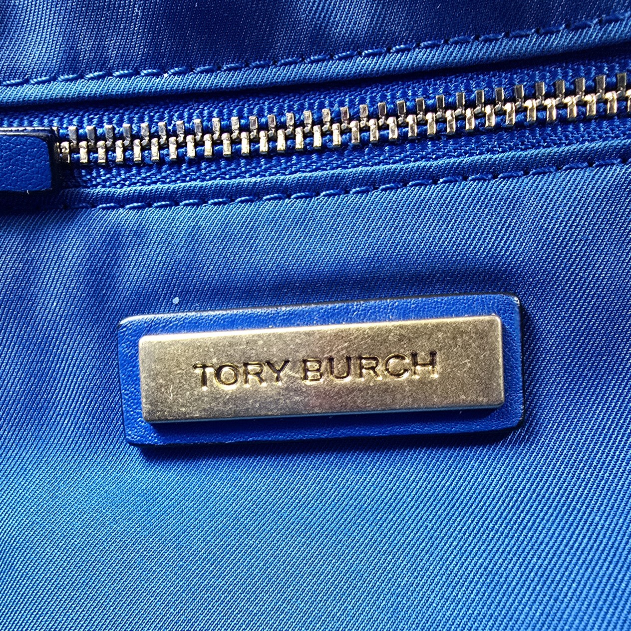 Tory Burch Blue Leather Georgia Slouchy Quilted Tote Purse