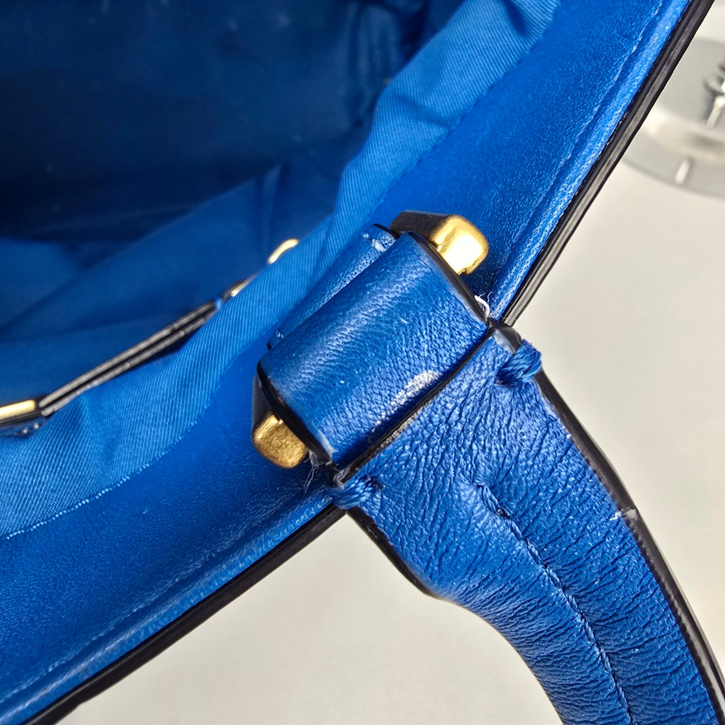 Tory Burch Blue Leather Georgia Slouchy Quilted Tote Purse