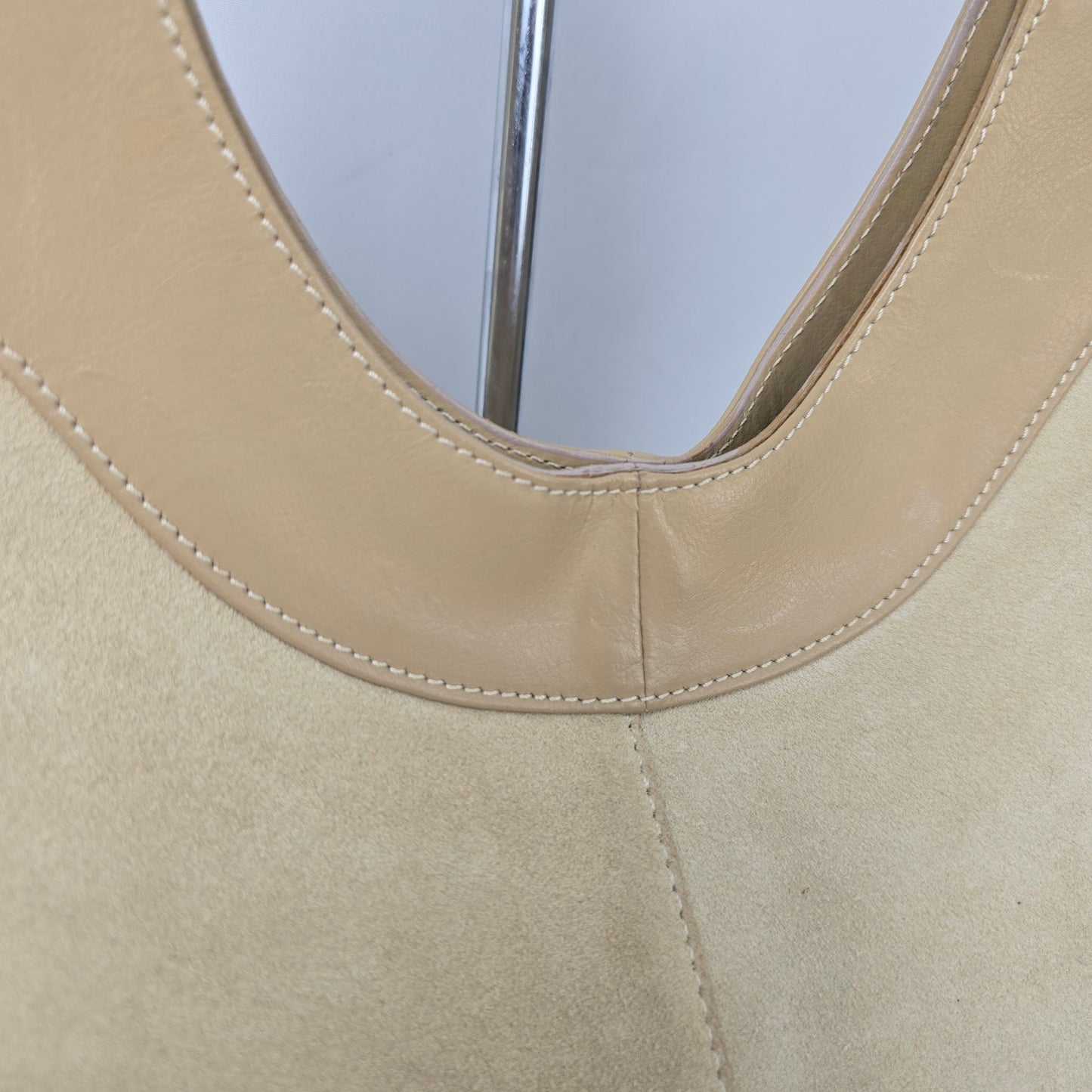 Antonello Serio Creme Suede Top Handle Purse