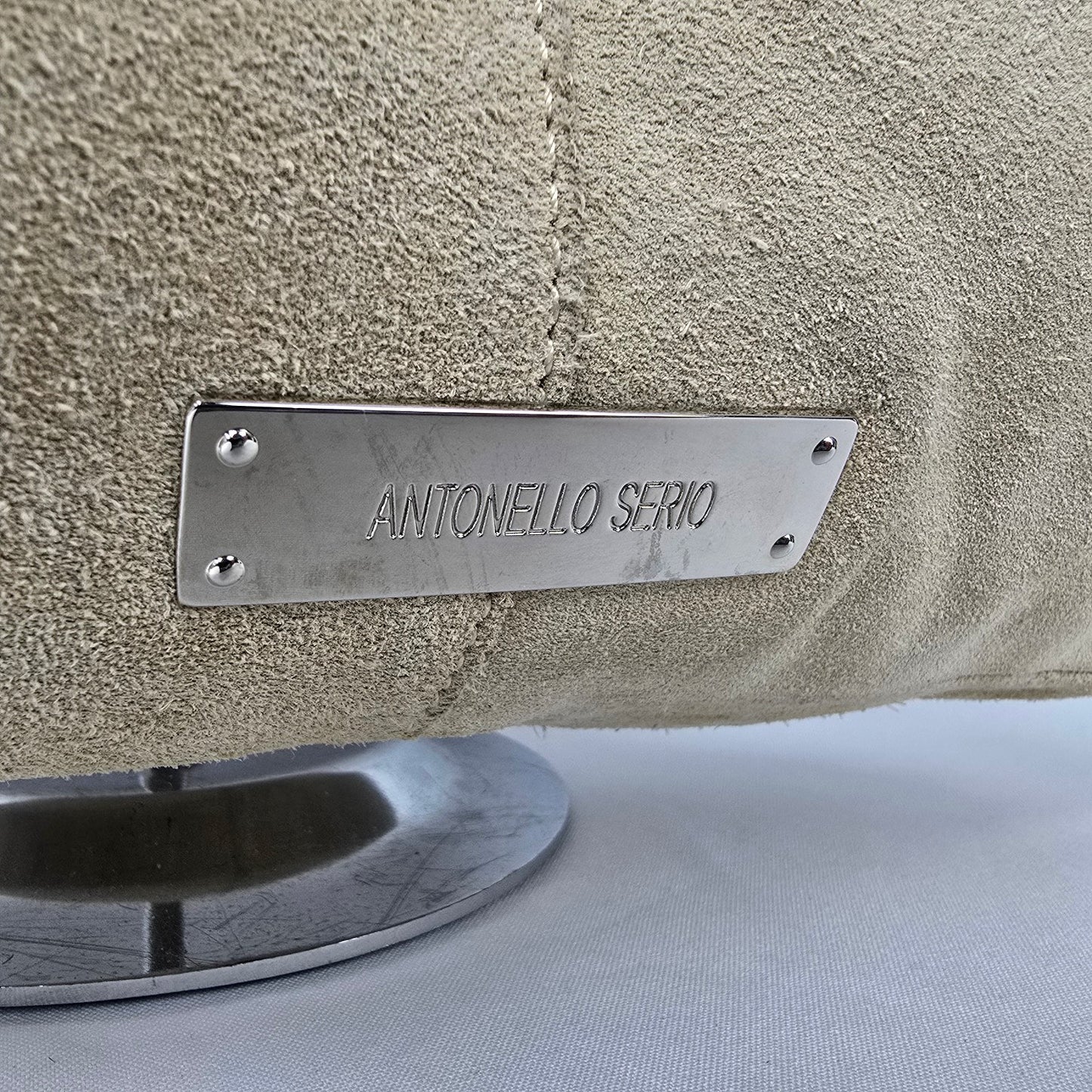 Antonello Serio Creme Suede Top Handle Purse