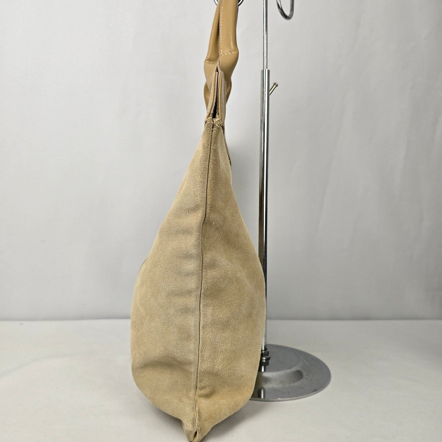 Antonello Serio Creme Suede Top Handle Purse