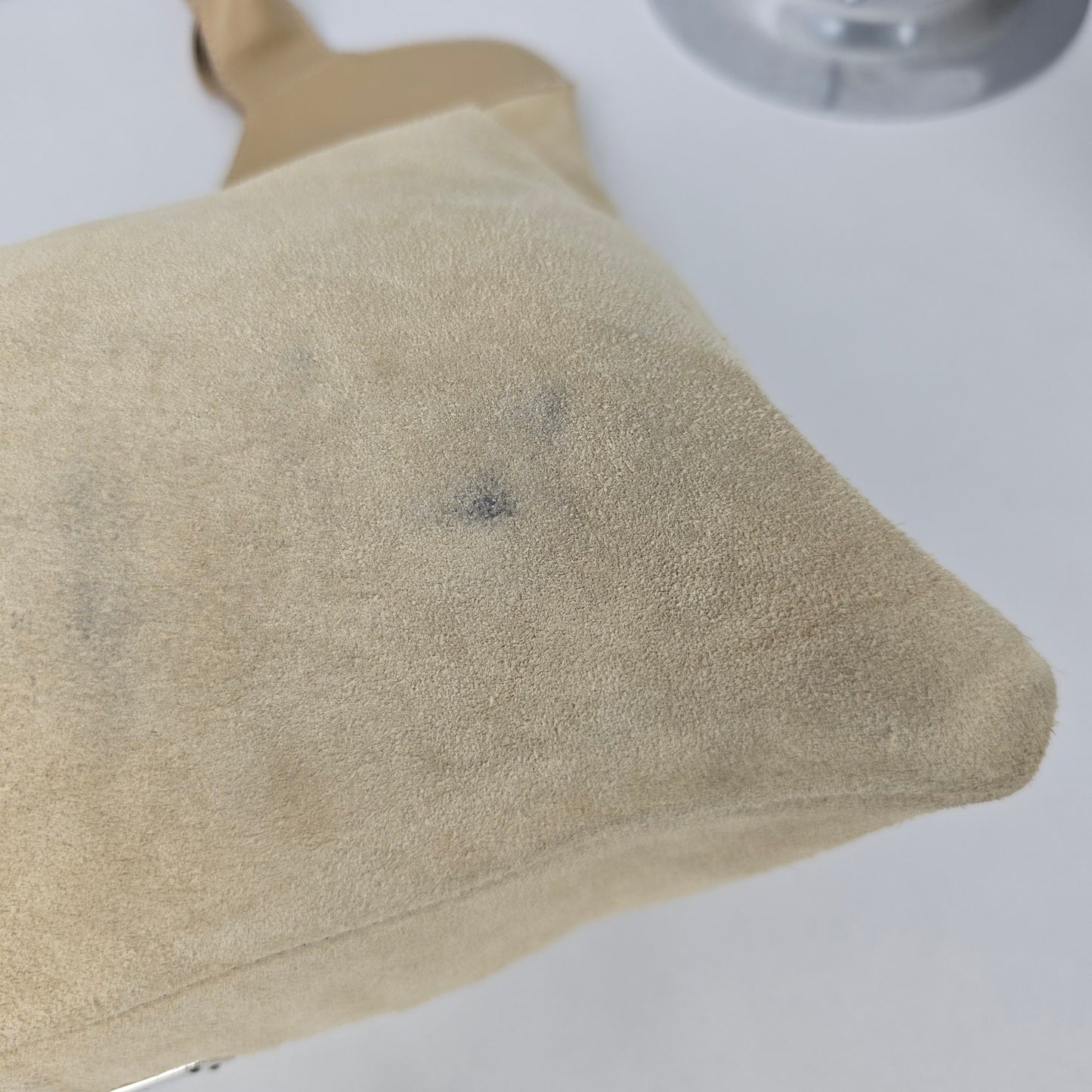 Antonello Serio Creme Suede Top Handle Purse