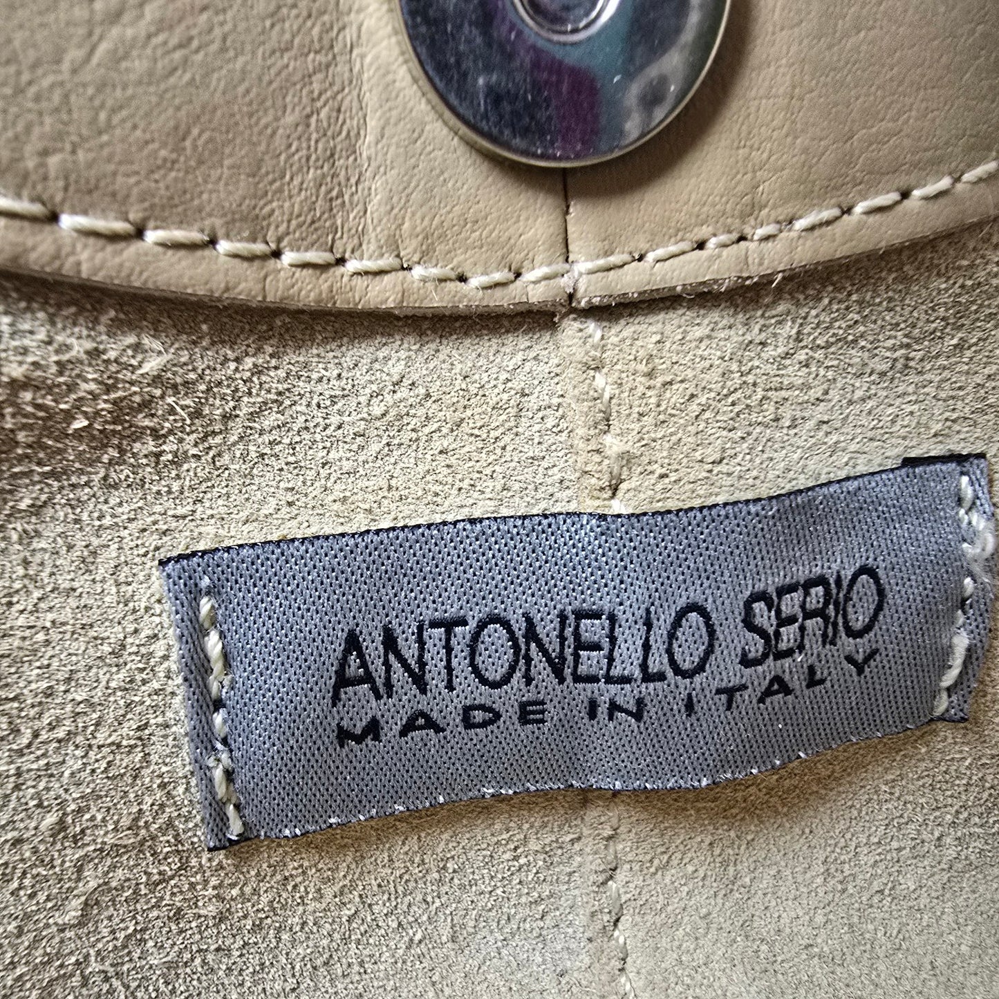 Antonello Serio Creme Suede Top Handle Purse