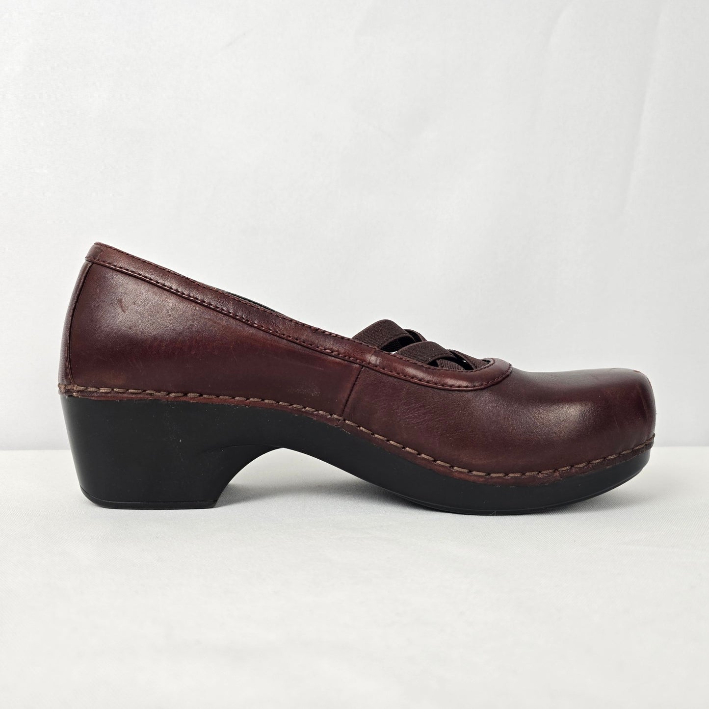 Dansko Burgundy Leather Mary Jane Chunky Heel Shoes Size 11