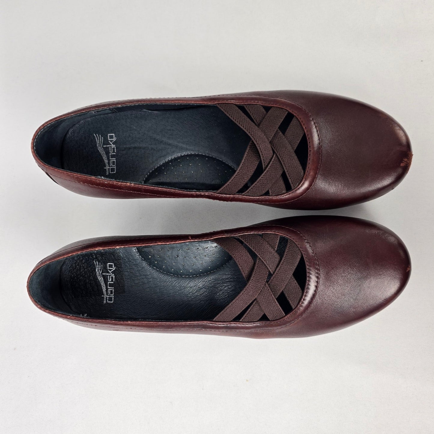 Dansko Burgundy Leather Mary Jane Chunky Heel Shoes Size 11