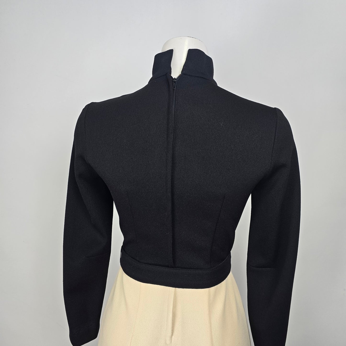 Vintage Date Mate Black & Cream Long Sleeve Maxi Dress Size XS