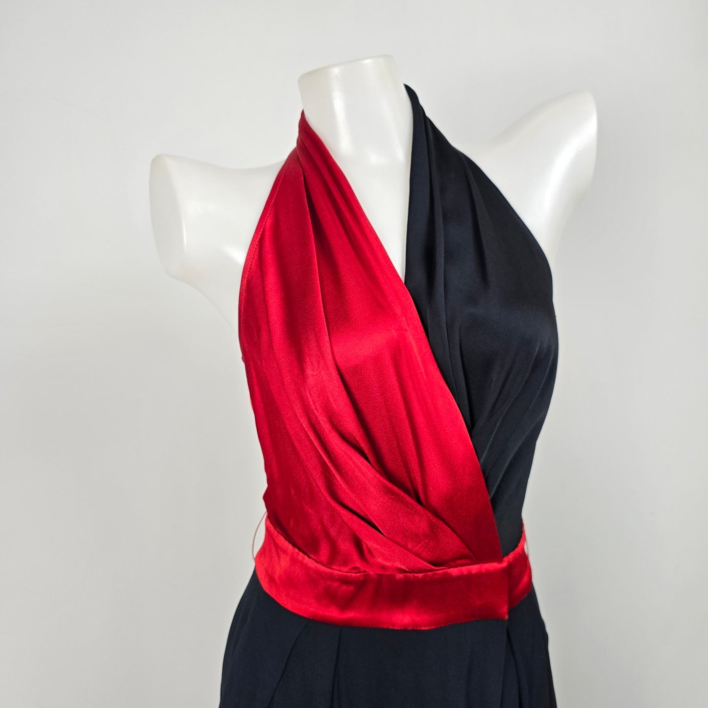 Diane Von Furstenberg Red & Navy Halter Neck Jumpsuit Size 0