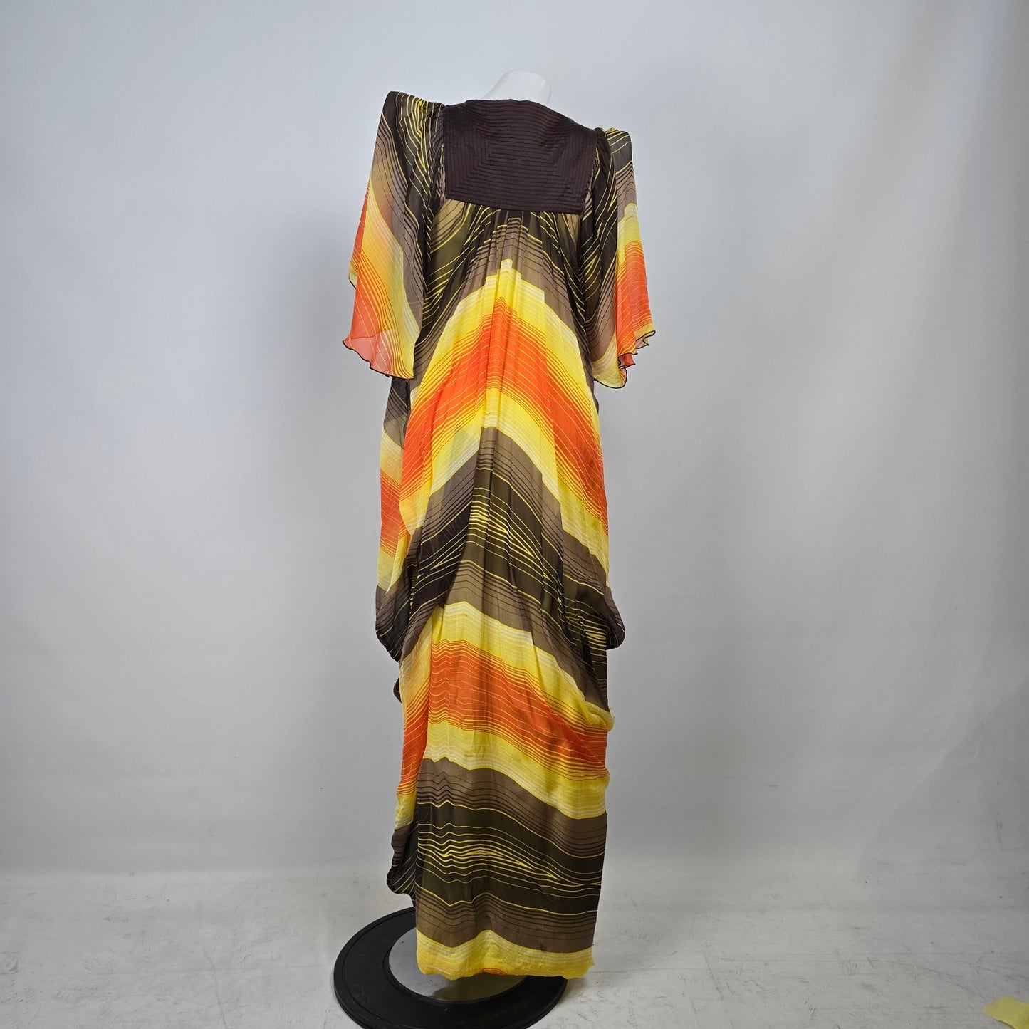 Bebe Orange & Brown Silk Kaftan Dress Size XS