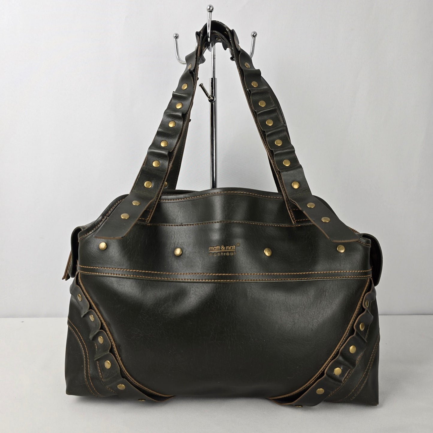 Matt & Nat Brown Studded Vegan Satchel Purse
