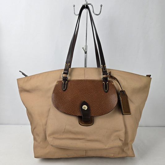Dooney & Bourke Brown Nylon Leather Trim Tote Purse