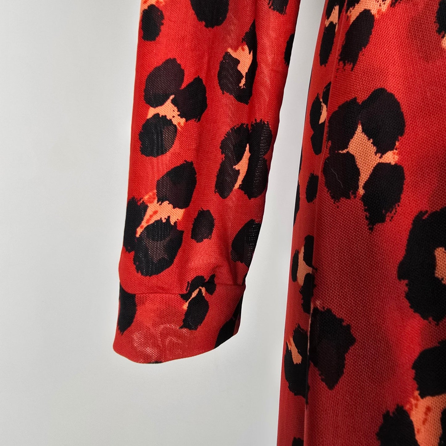 Cabi Siren Red Animal Print Wrap Dress Size L