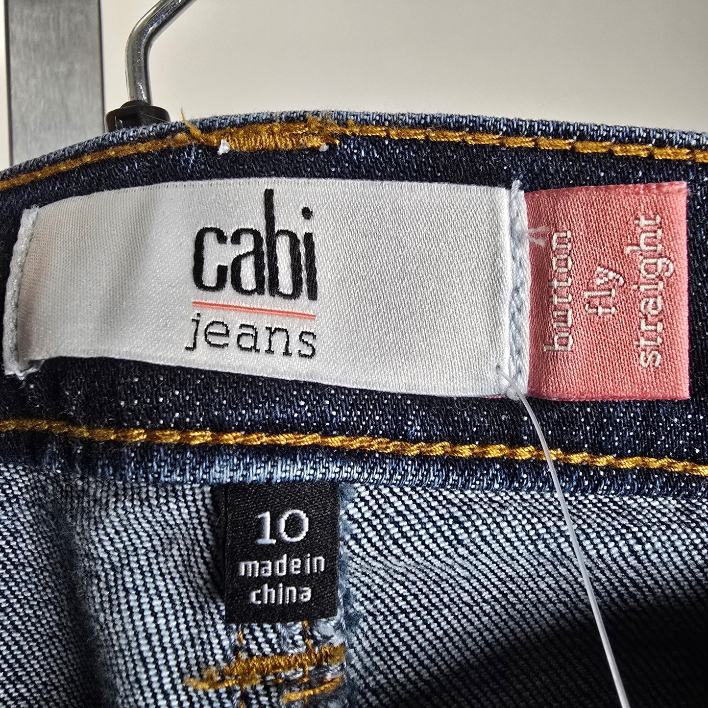 Cabi Button fly distressed midrise straight paint splatter Jeans Size 10