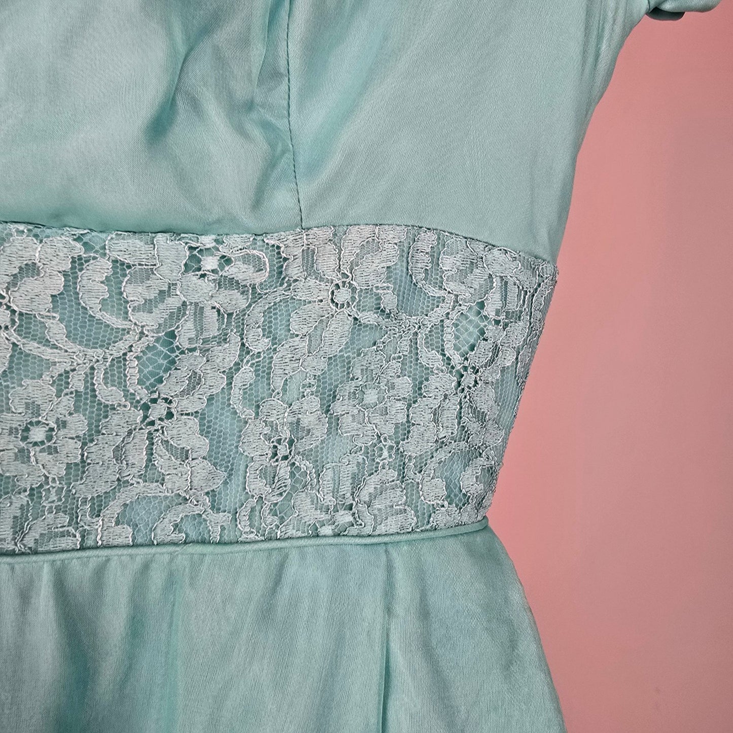 Vintage Blue Lace Tulle Fit & Flare Dress Size XS