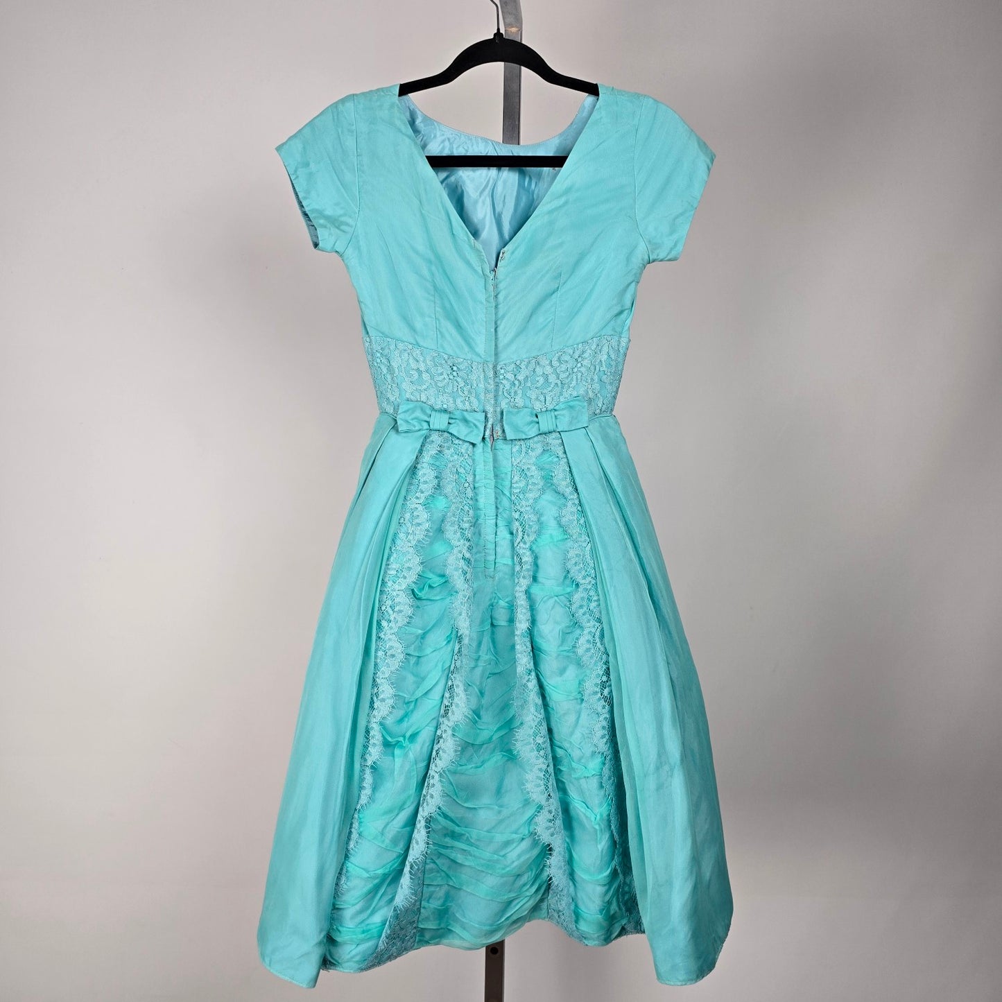 Vintage Blue Lace Tulle Fit & Flare Dress Size XS