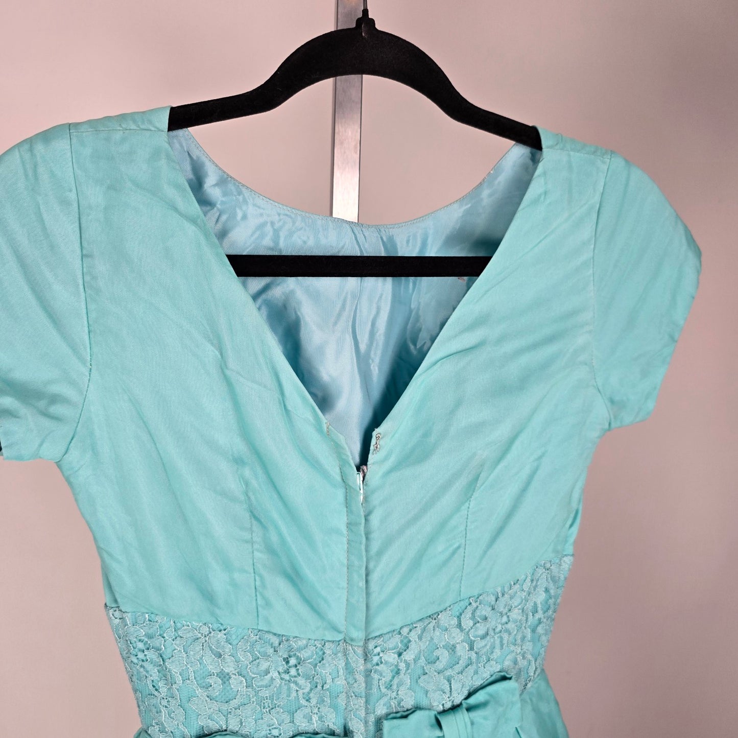 Vintage Blue Lace Tulle Fit & Flare Dress Size XS