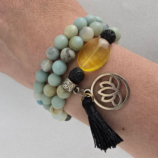 Green Natural Stone Beaded Bracelet & Necklace