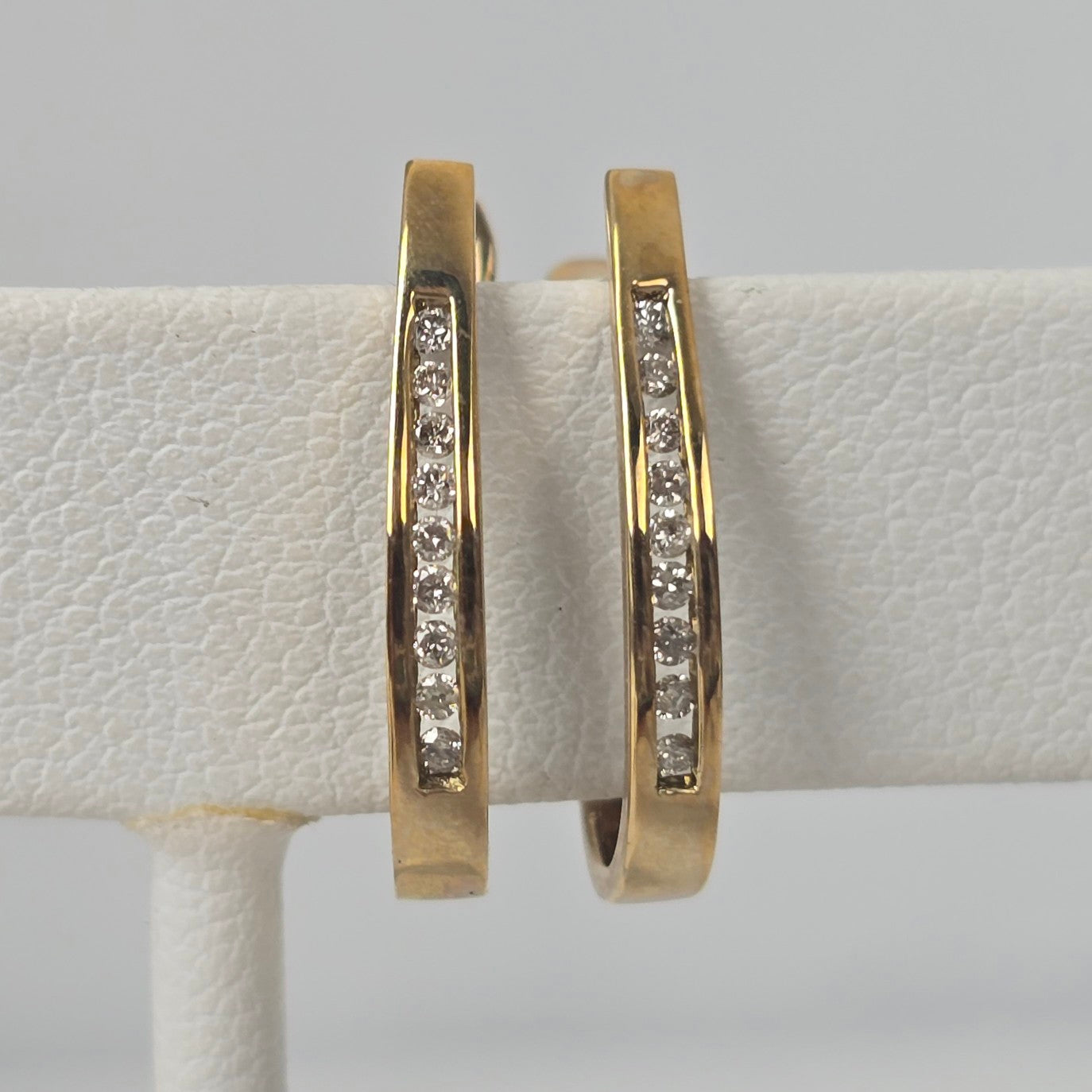 10k Gold CZ Stone Hoop Earrings