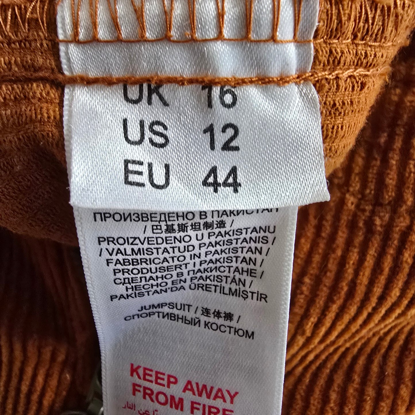 Simply Be Brown Corduroy Jumpsuit Size M/L