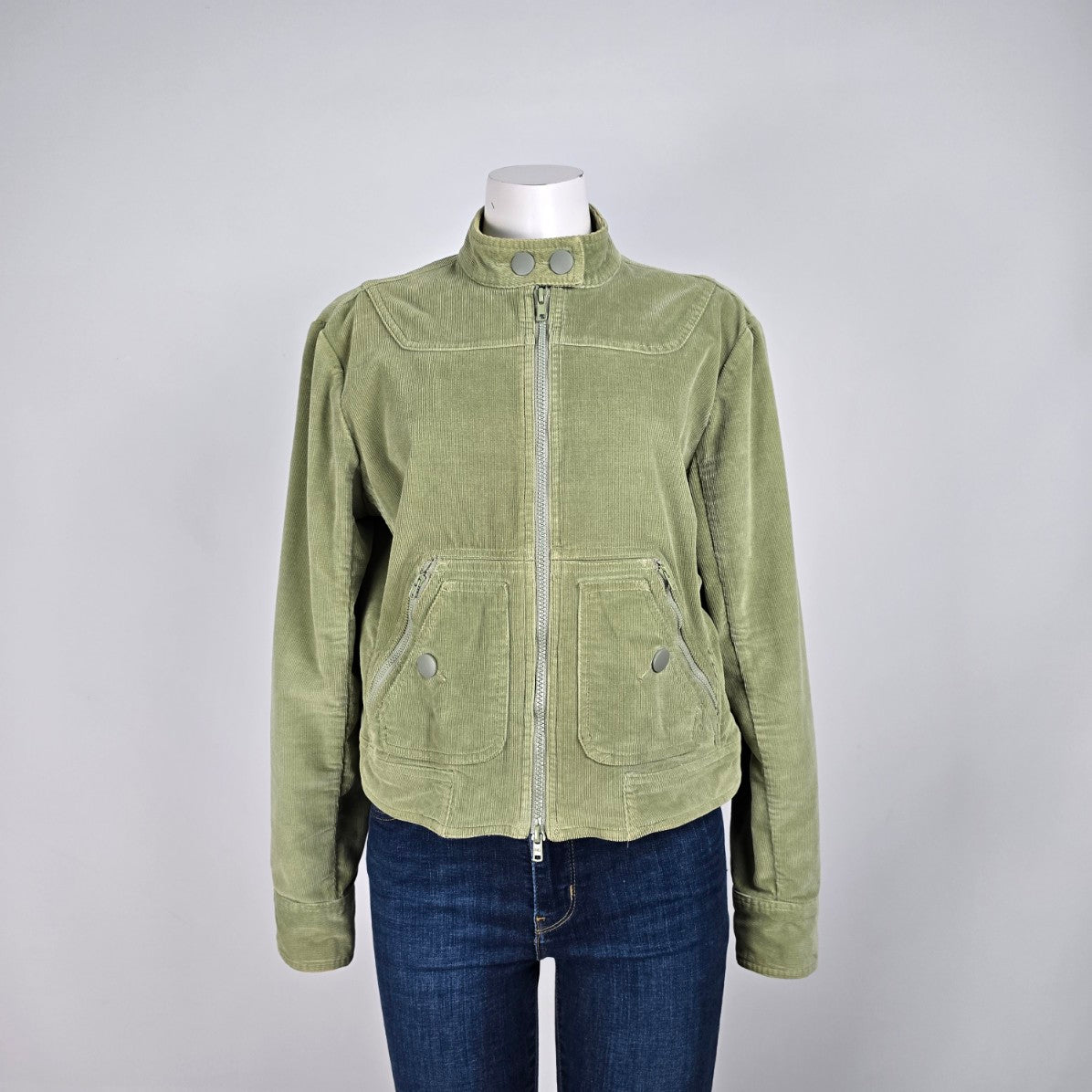 Massimo Green Corduroy Zip Up Jacket Size XL