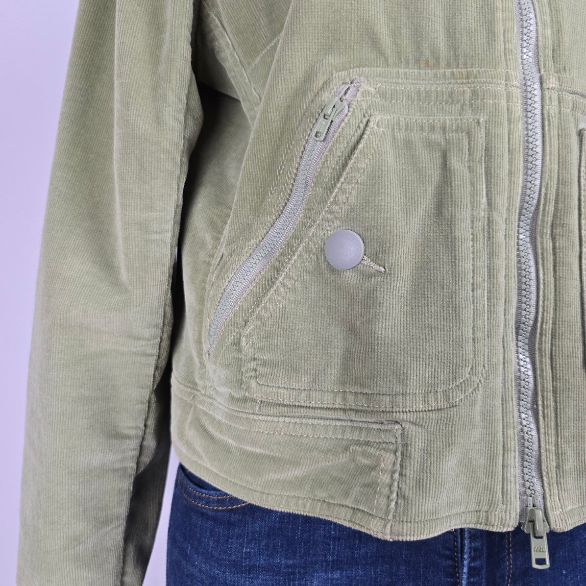 Massimo Green Corduroy Zip Up Jacket Size XL