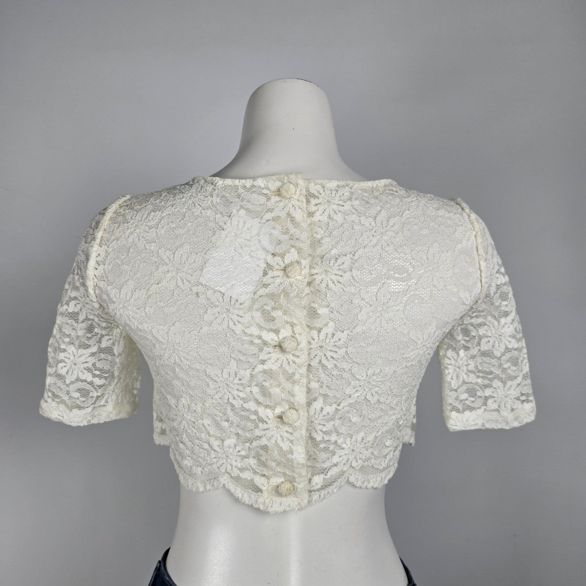 Vintage White Lace Cropped Top Size XS