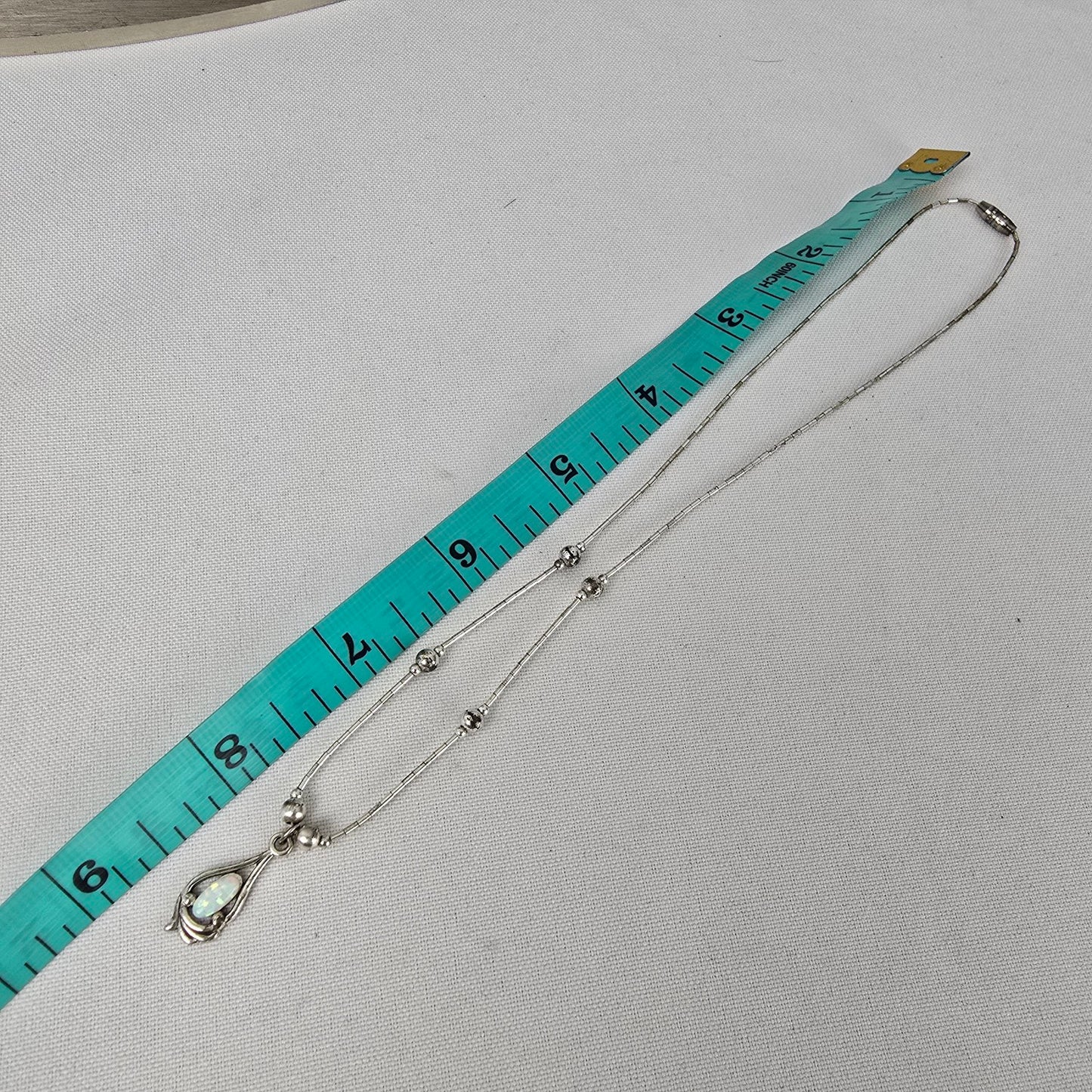 925 Sterling Faux Opal Pendant Necklace