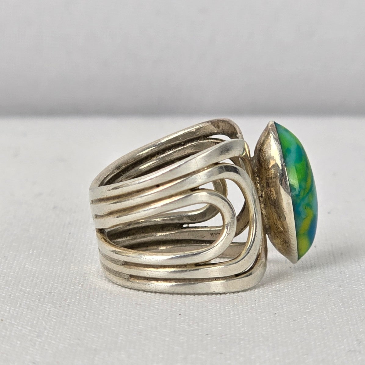 925 Sterling Silver Blue Natural Stone Ring