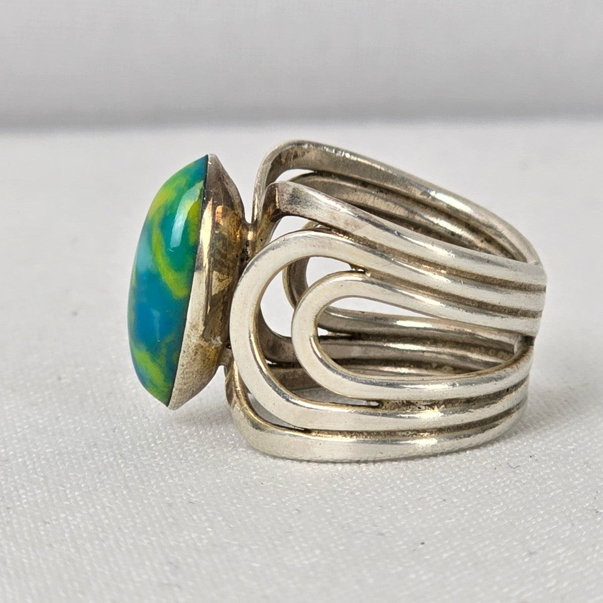 925 Sterling Silver Blue Natural Stone Ring