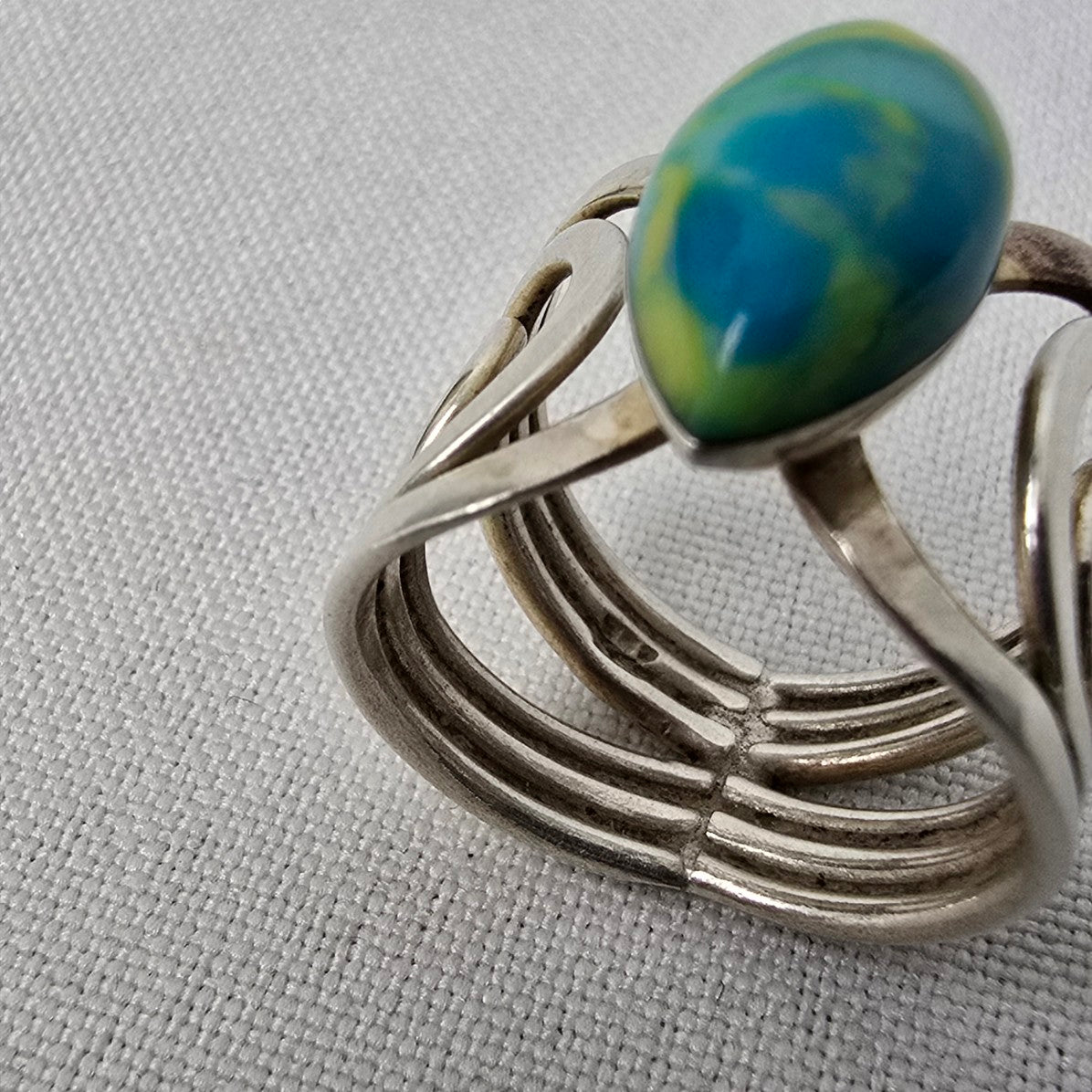 925 Sterling Silver Blue Natural Stone Ring