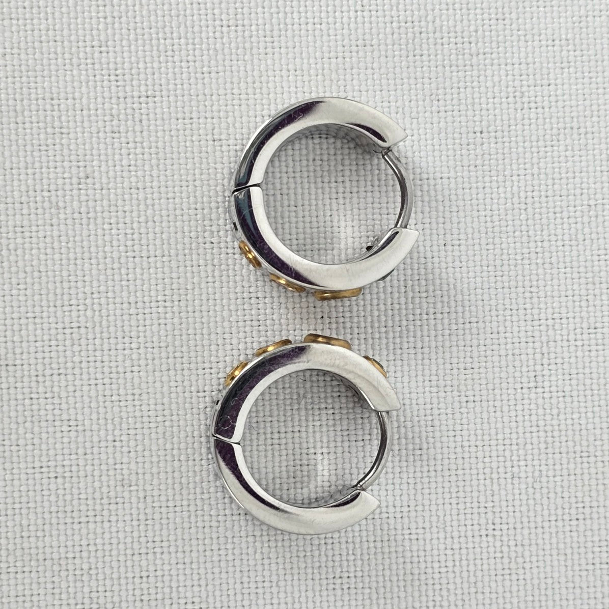 Chisel Stainless Steel Silver Colored Crystal Hoop Earrings
