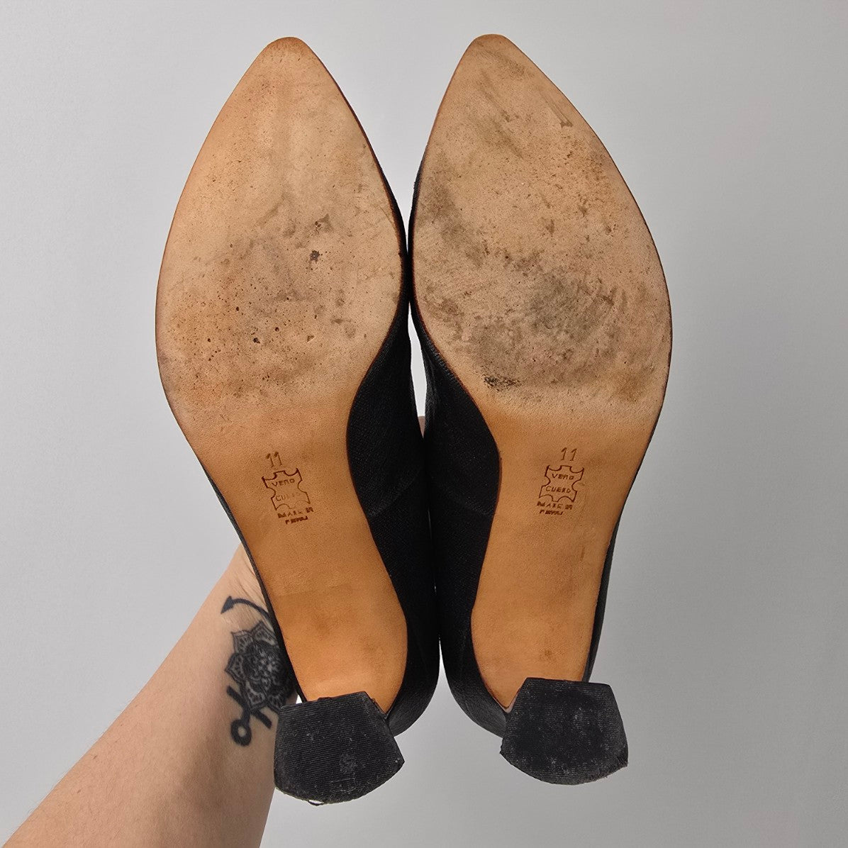 John Fluevog Big Presence Black Heeled Pumps Size 11