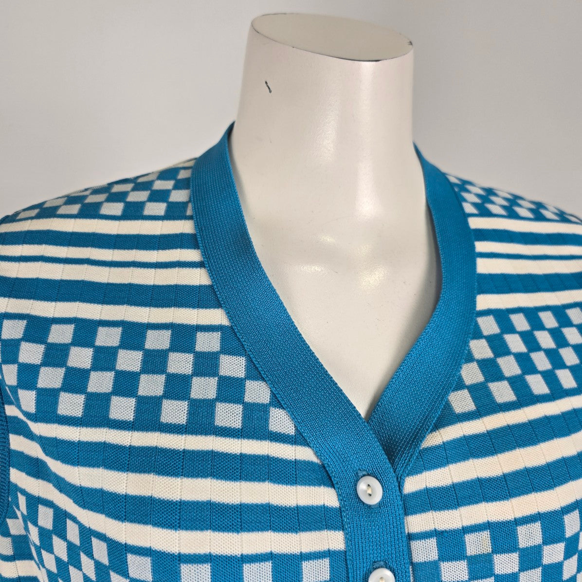 Vintage Blue Knit Button Up Vest Size L/XL