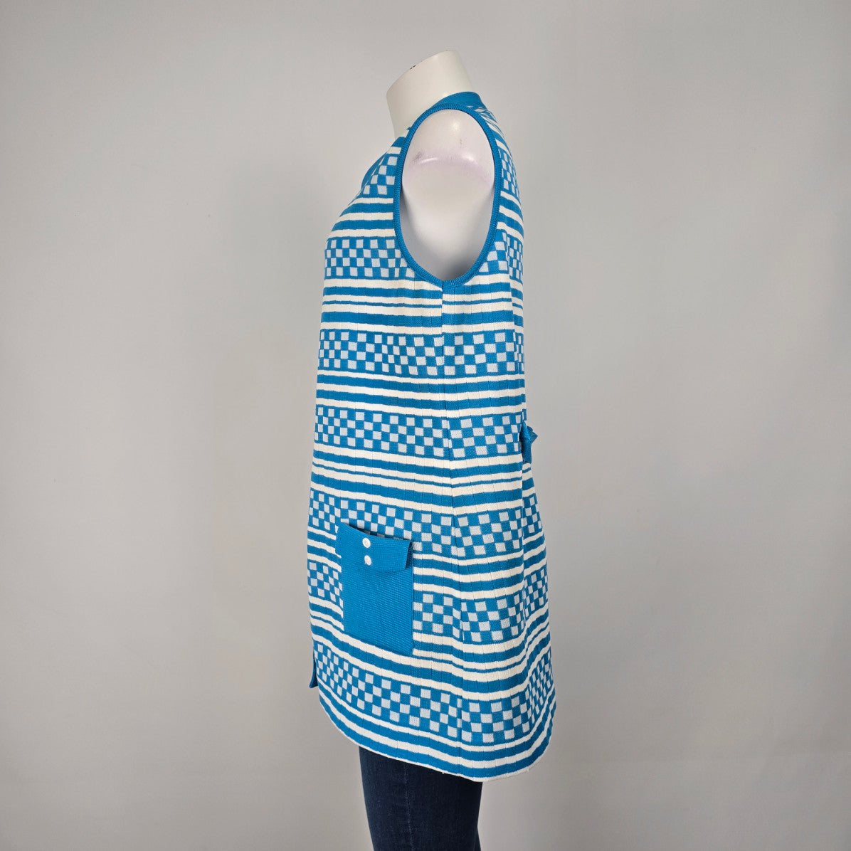 Vintage Blue Knit Button Up Vest Size L/XL