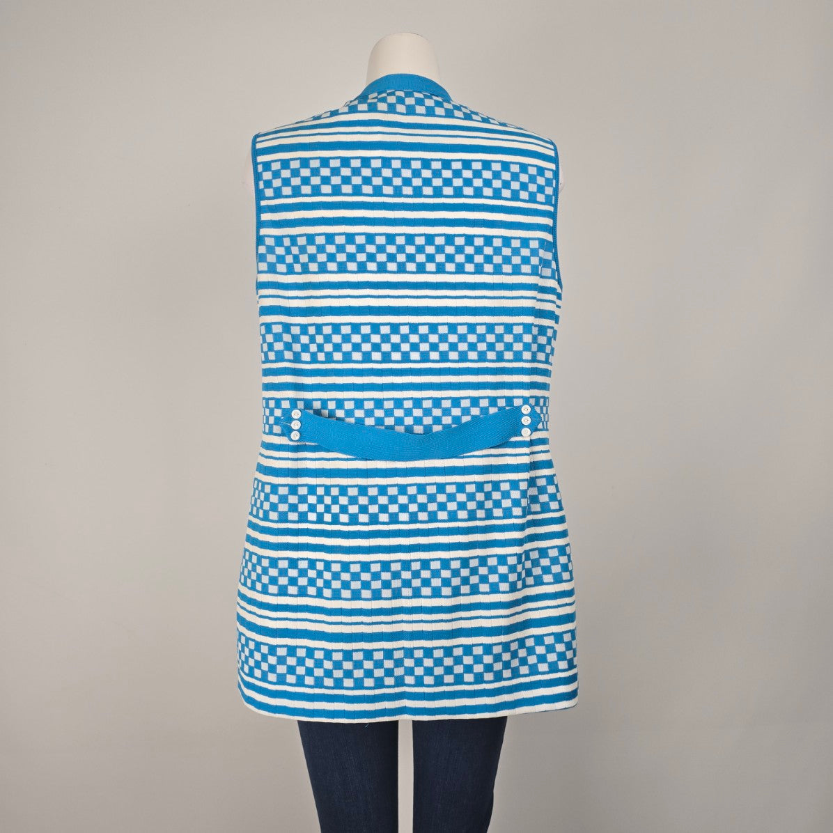 Vintage Blue Knit Button Up Vest Size L/XL