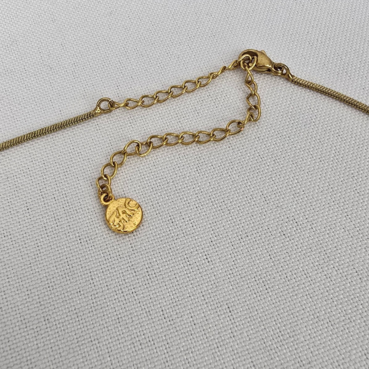 FAC Gold Tone Square Crystal Pendant Necklace