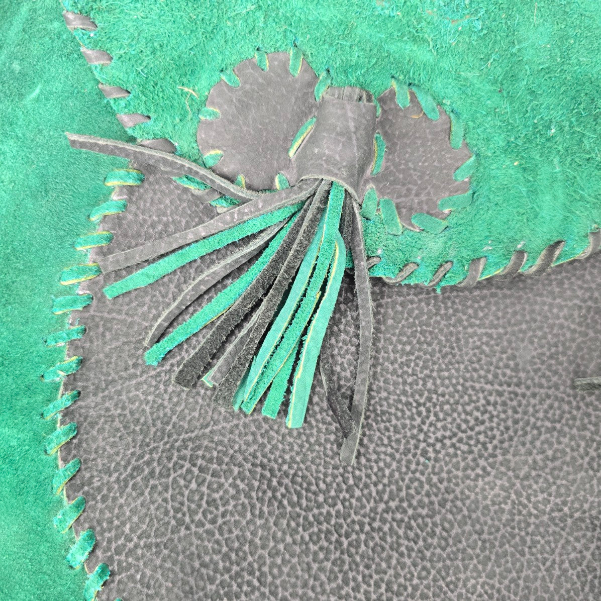 Vintage Green Suede Tassel Crossbody Purse
