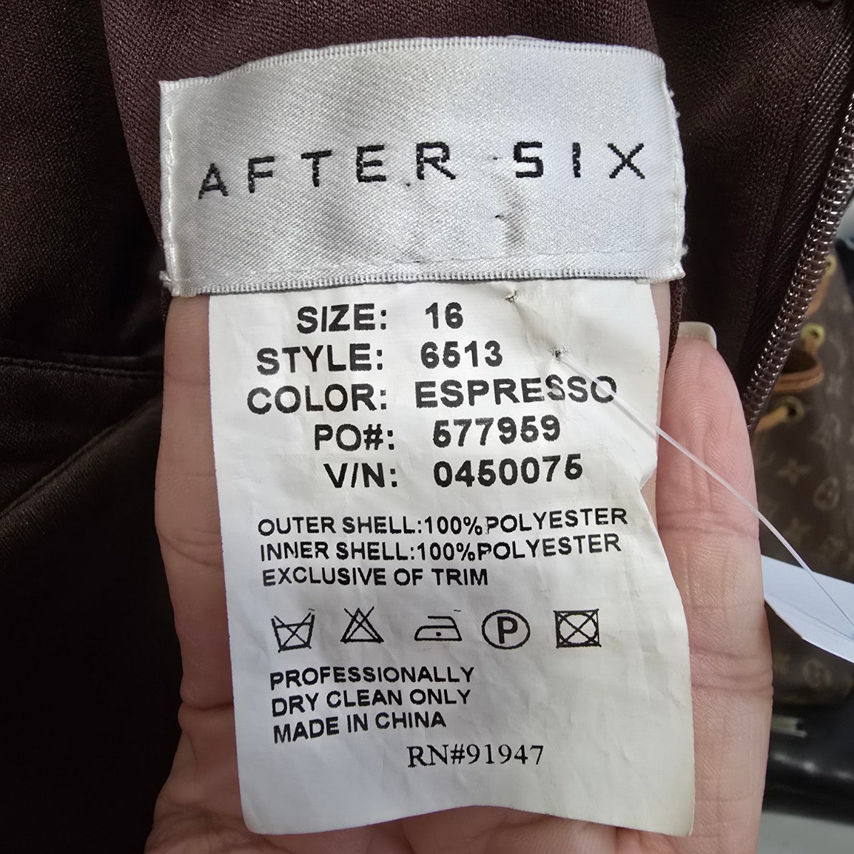 After Six Brown Satin Event Dress Size 16
