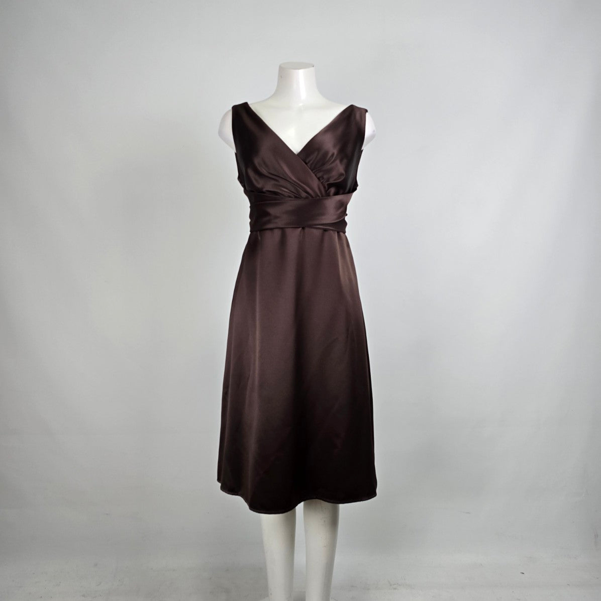 After Six Brown Satin Event Dress Size 16