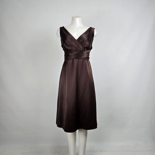 After Six Brown Satin Event Dress Size 16