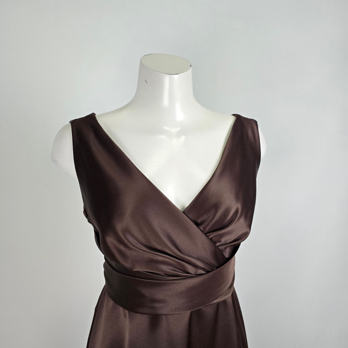 After Six Brown Satin Event Dress Size 16