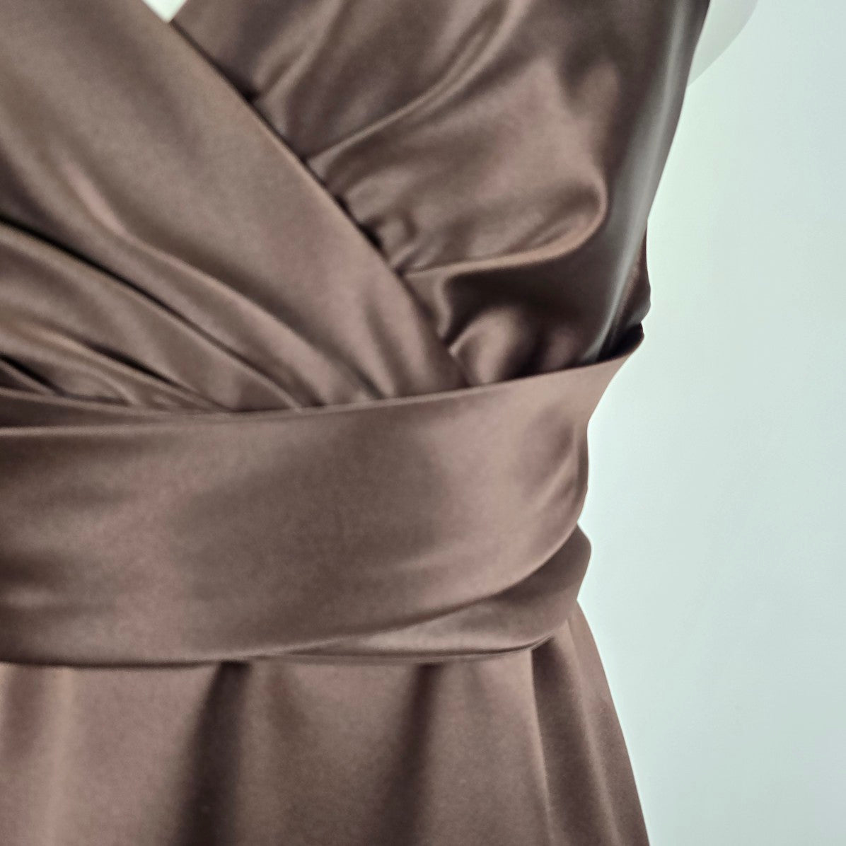 After Six Brown Satin Event Dress Size 16
