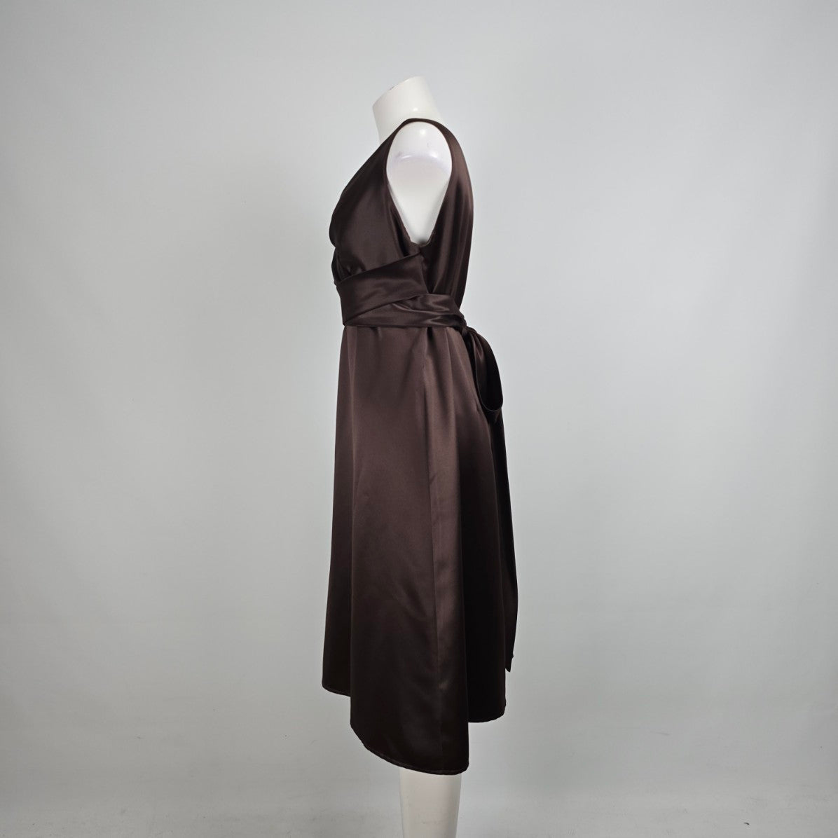 After Six Brown Satin Event Dress Size 16