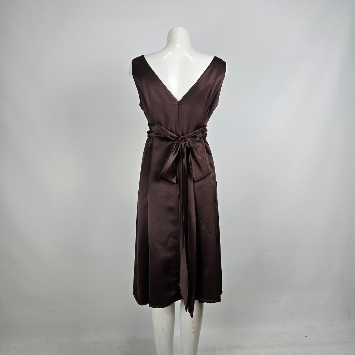 After Six Brown Satin Event Dress Size 16