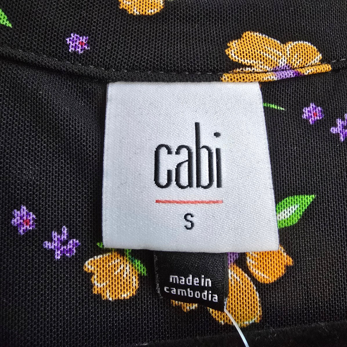 Cabi Navy & Orange Floral Wrap Debut Dress Size S