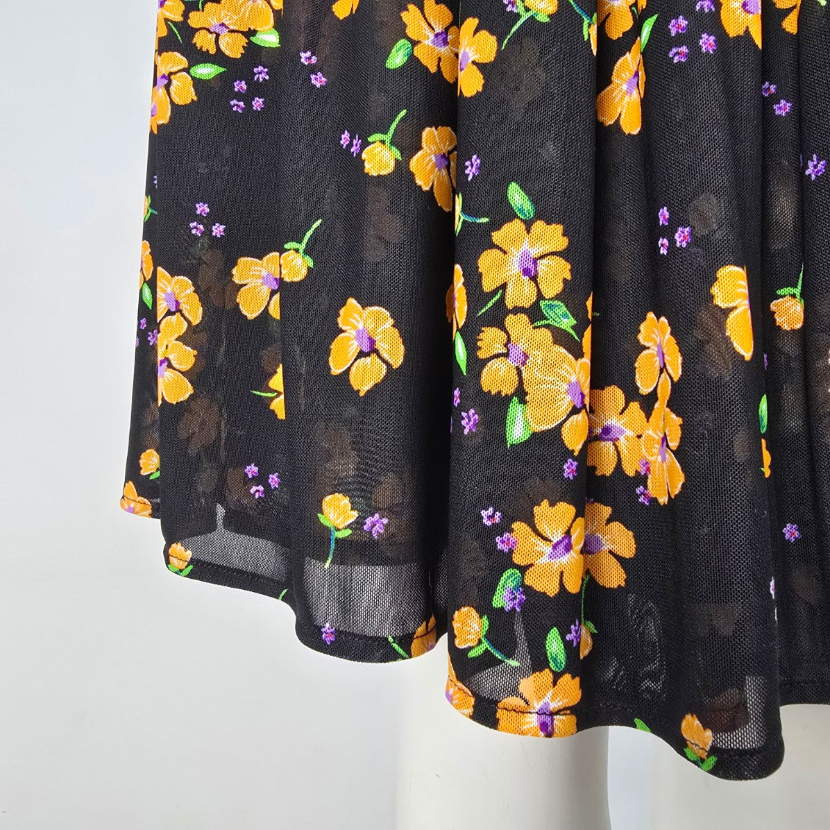 Cabi Navy & Orange Floral Wrap Debut Dress Size S