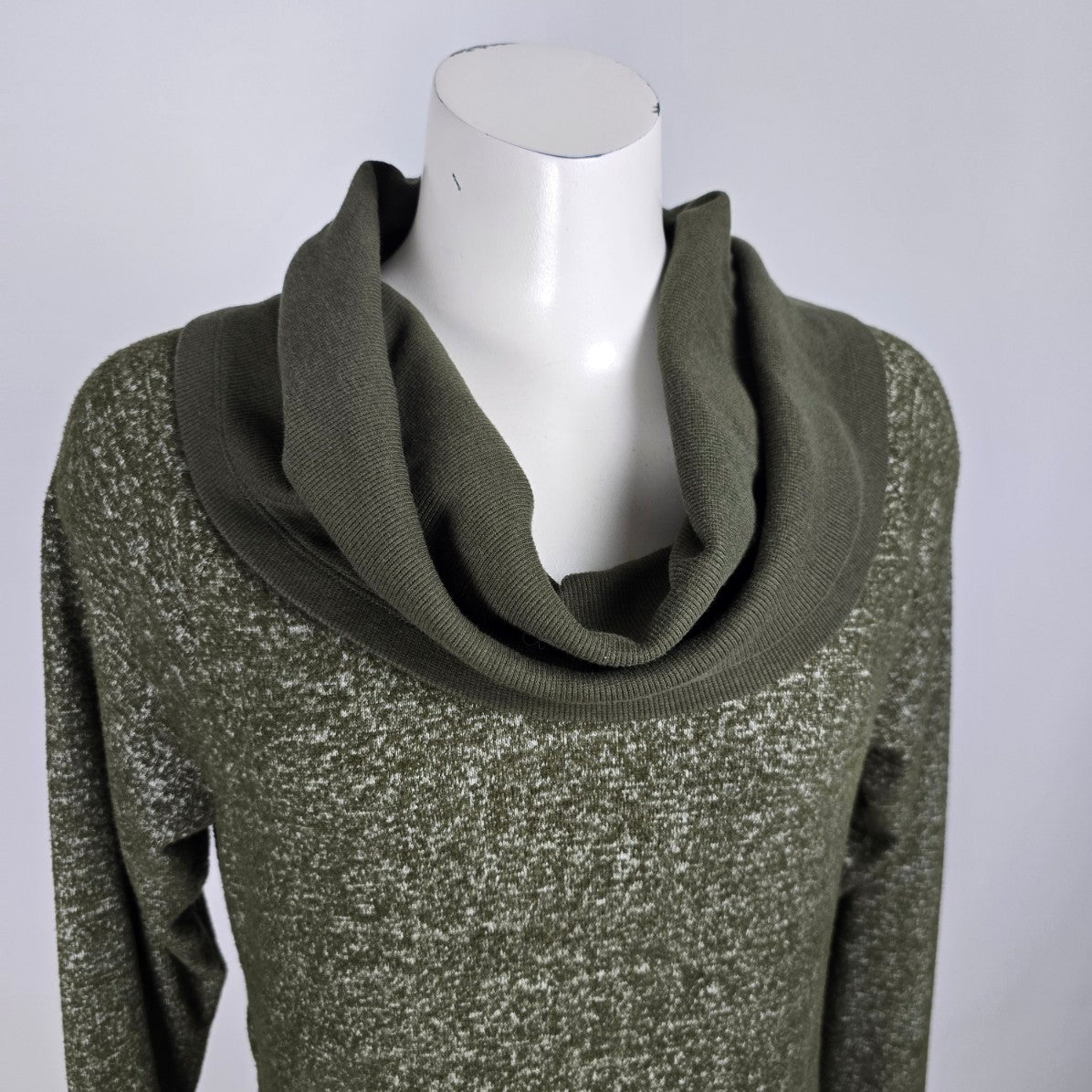 Cabi Solice Olive Green Cowl Neck Sweater Dress Size S