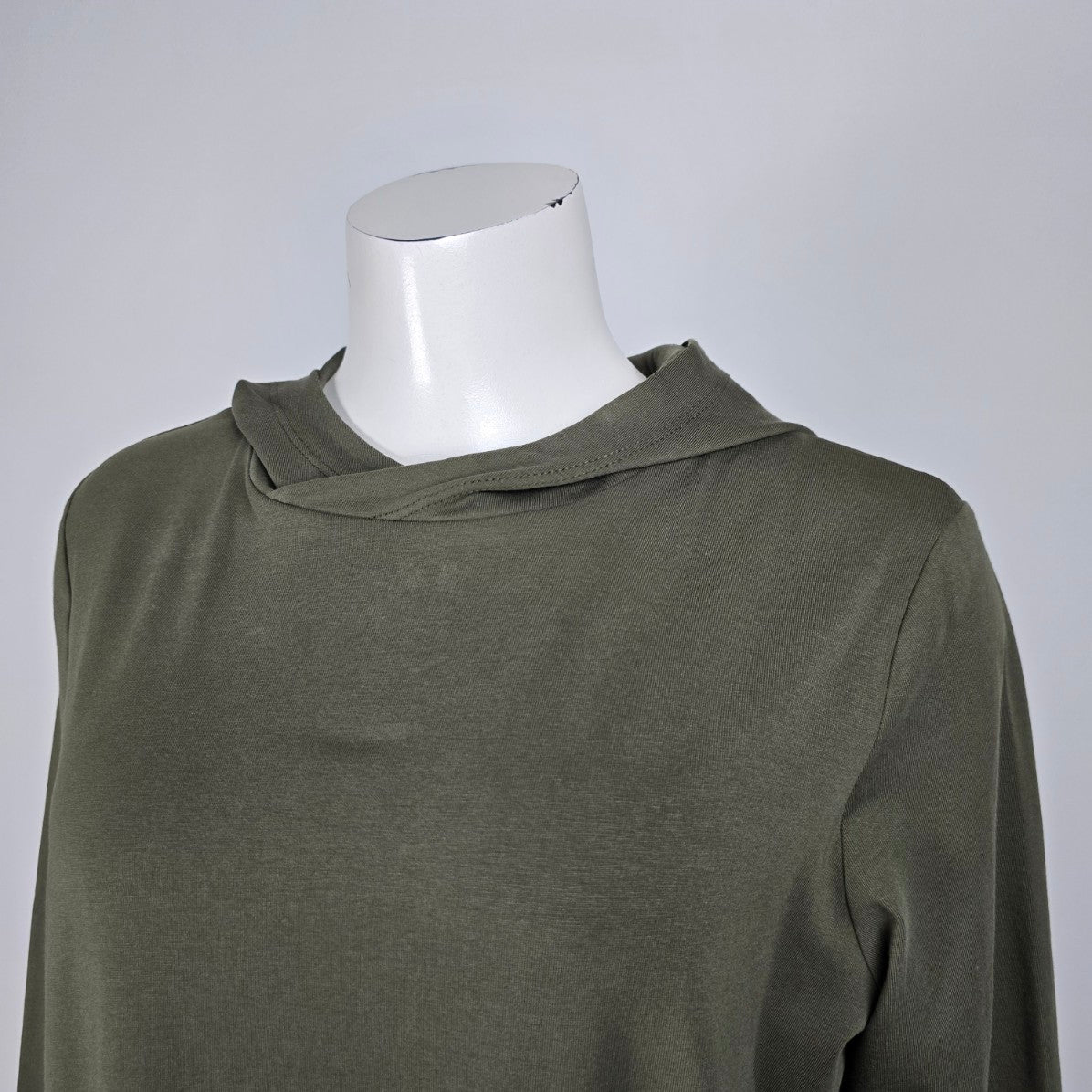 Kaffe Green Cotton Hooded Ruffle Hem Shirt Dress Size M