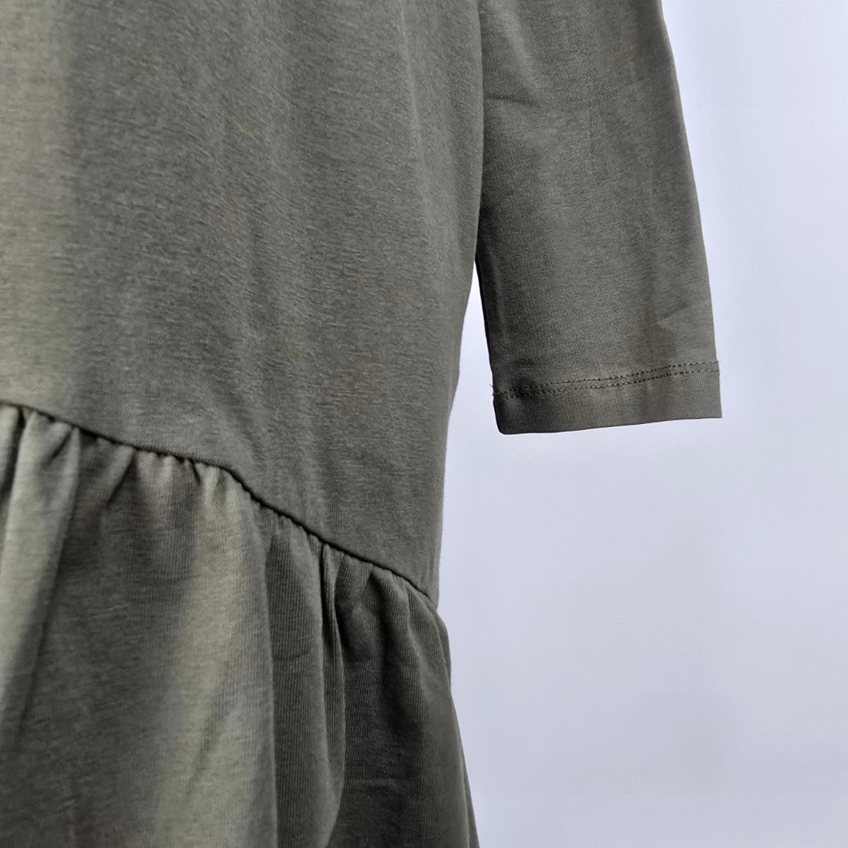 Kaffe Green Cotton Hooded Ruffle Hem Shirt Dress Size M