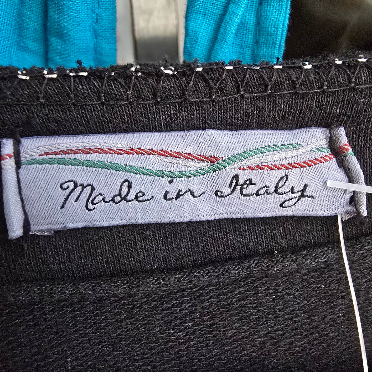 Made in Italy Black Cotton Sweatshirt Mini Dress Size L